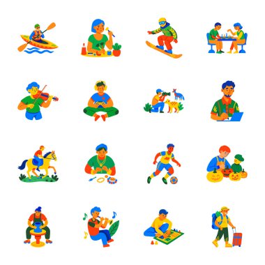 Eğlence Eğlencesi Düz Simgeler Paketi 