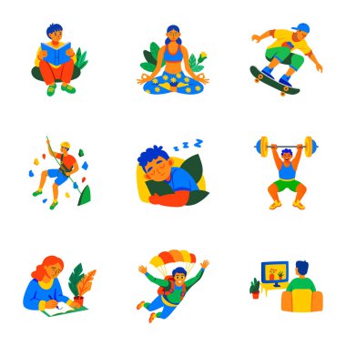 Rekreasyon Düz Biçim Simgeleri Koleksiyonu 