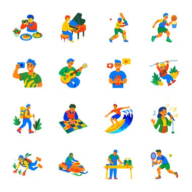Eğlence amaçlı Hobiler Düz Biçim Simgeleri 