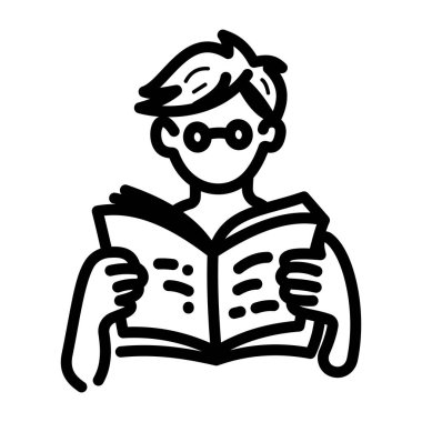 Kitap okuyan bir insanın el çizimi simgesi 