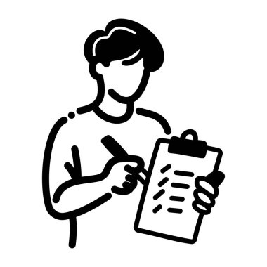 Bir kişi işaretleme listesi, el çizimi simgesi 