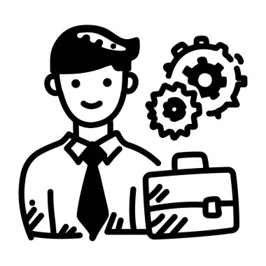 Bir işletme yöneticisinin el çizimi simgesi