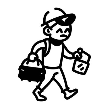 Teslimatçı çocuğun el çizimi ikonu.