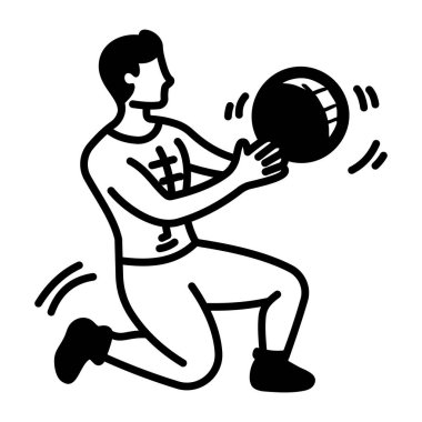Bir futbolcunun el çizimi simgesi 