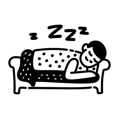 Kanepede uyuyan biri, el yapımı bir ikon. 