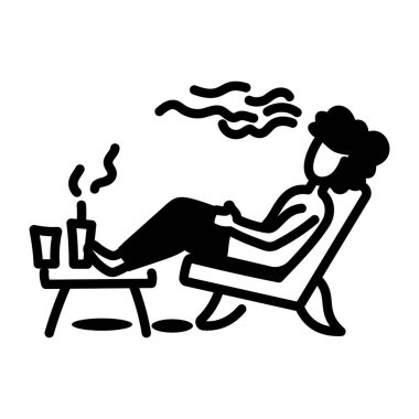 Rahat bir sandalyede oturan birinin el çizimi simgesi.