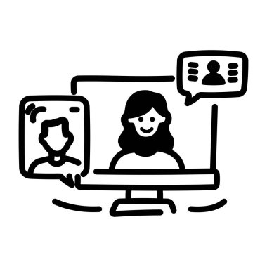 El çizimi biçiminde çevrimiçi ders simgesi 