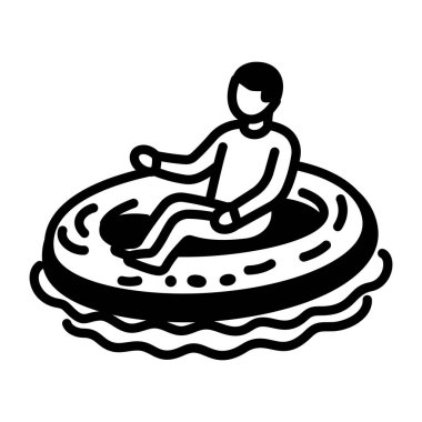 Suda yüzen şişme havuz, el çizimi biçim simgesi 