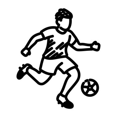 Bir futbolcunun el çizimi simgesi 