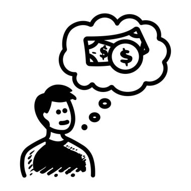 Hayal kuran bir insanın el çizimi simgesi. 