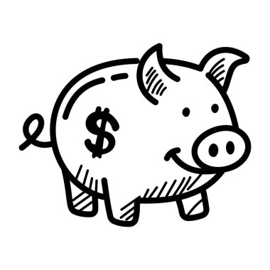 Bir para bankasının el çizimi simgesi 