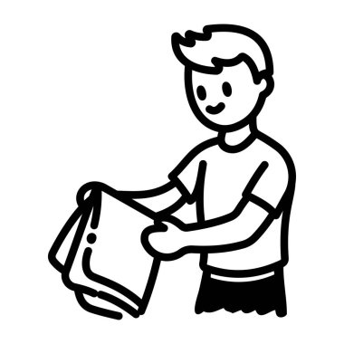 Havlu katlayan bir kişinin el çizimi simgesi 