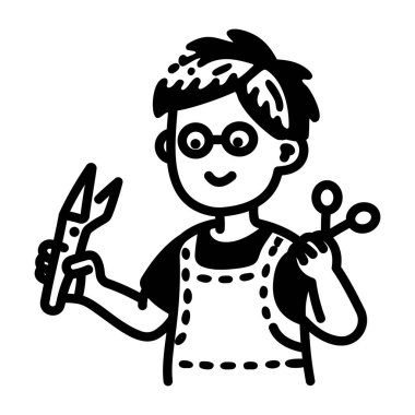 El çizimi tarzında resim öğrencisi simgesi 