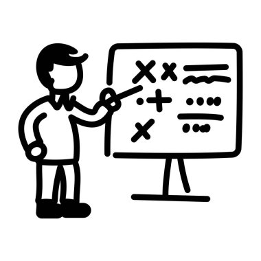 Bir kişi ders veriyor, el çizimi biçim simgesi 