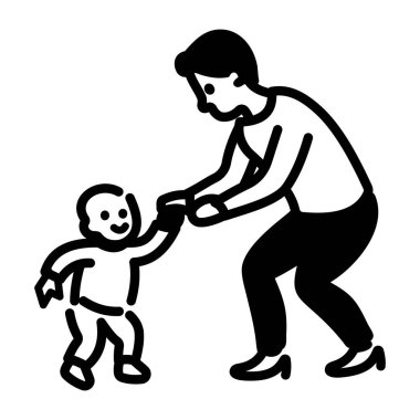 Bebek yürüyüşü eğitim simgesi el çizimi biçiminde 