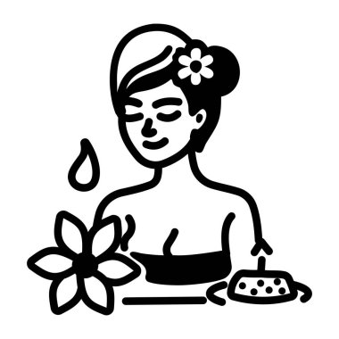 Spa terapisinin el çizimi ikonu.