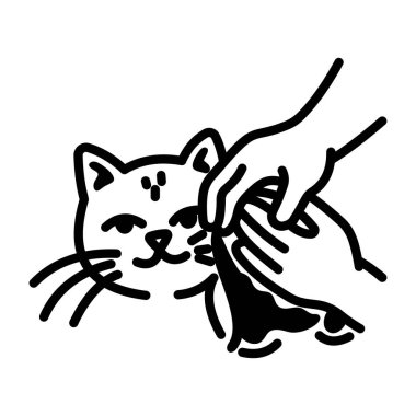 Kedi temizlemenin Doodle tarzı simgesi 