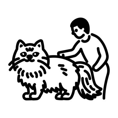 Kedi masajı yapan kişiyi betimleyen Doodle simgesi