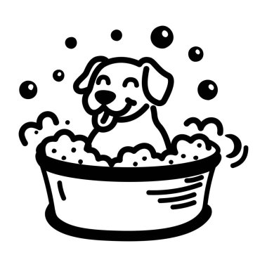 Karalama tarzında tasarlanmış evcil hayvan banyo ikonu 