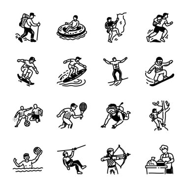 El Çizimi Spor Simgeleri Seti 