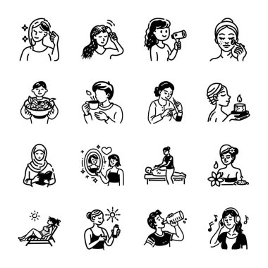 Collection of Beauty Hand Drawn Icons  clipart