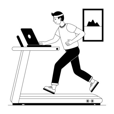 Dizüstü bilgisayarda çalışan bir serbest çalışanın el çizimi. 