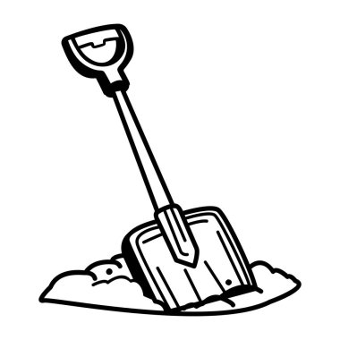 Kar küreğinin el çizimi simgesi. 