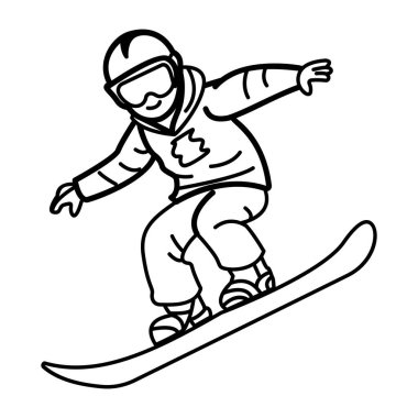 Snowboard yapan bir karakterin karalama simgesi 