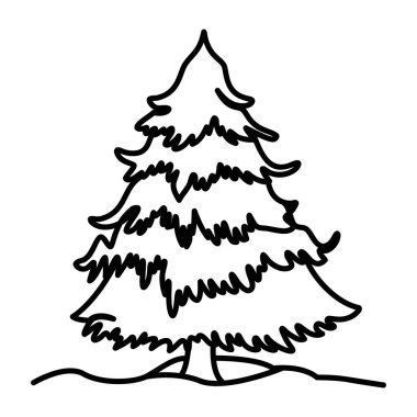 Bir çam ağacının el çizimi simgesi. 
