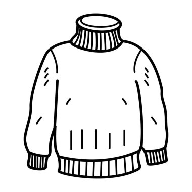 Balıkçı yaka kazak ikonu elde çizilmiş stil 
