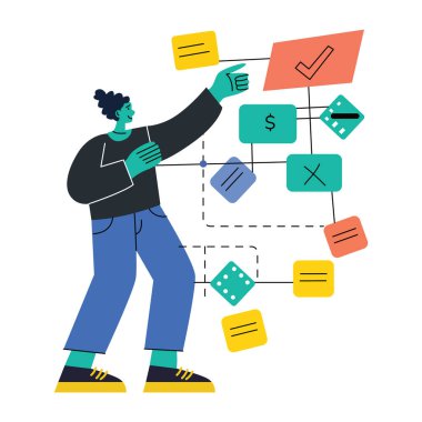 Görevleri planlayan bir kişinin düz bir çizimi 