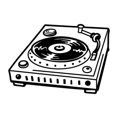 Bir vinil oynatıcının el çizimi simgesi 