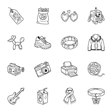 El Çizimi Paketi 2000 'lerin Simgeleri 