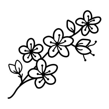 Karalama tarzında kiraz çiçeği simgesi