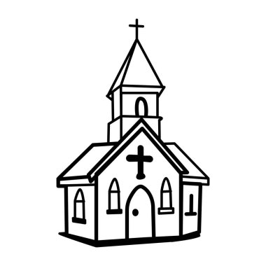 Bir kilisenin el çizimi ikonu.