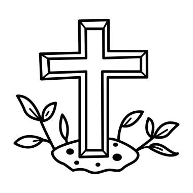 Kutsal haç ve karalama tarzında bitkiler.