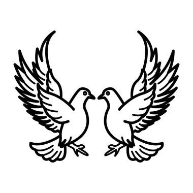 Güvercin çiftinin yarım yamalak bir simgesi