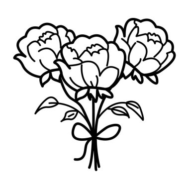 Elle çizilmiş şakayık buket simgesi