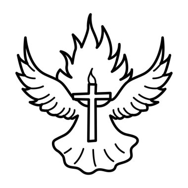 Bir meleğin haç sembolünün el çizimi simgesi.