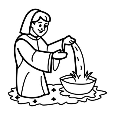 Karalama tarzında vaftiz töreni simgesi