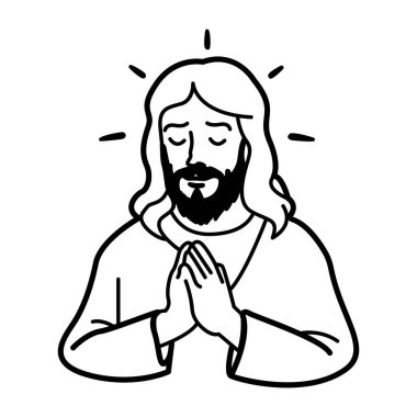 İsa 'nın dua edişini tasvir eden Doodle tarzı simge