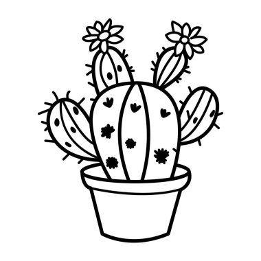 Şirin kaktüs bitkisinin el çizimi ikonu.