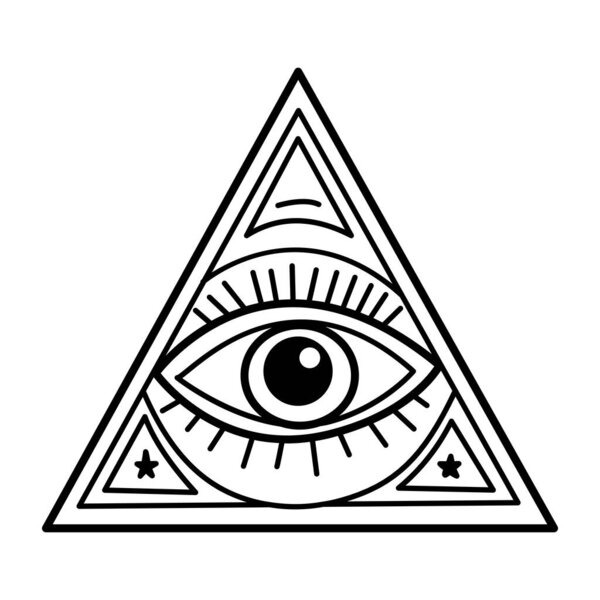Providence eye symbol icon in doodle style