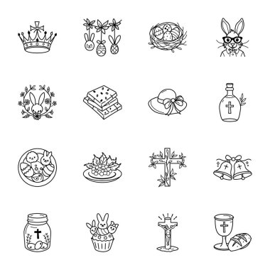 Doodle Stili Paskalya Tatil Simgeleri 