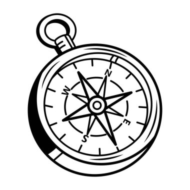 Elle çizilmiş biçimdeki pusula simgesi