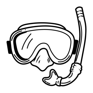 Şnorkel maskesi simgesi el çizimi biçiminde