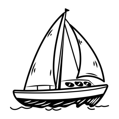Denizci teknesi simgesi el çizimi stili