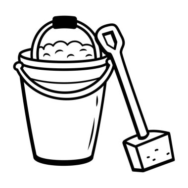 Kum kovası ve küreğin Doodle tarzı simgesi