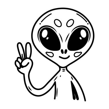 Elle çizilmiş uzaylı barış simgesi