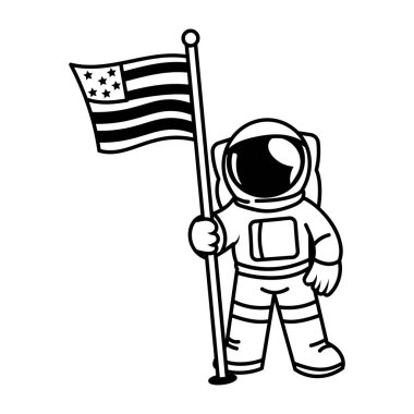 Çizim biçiminde astronot görev simgesi